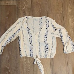 American Eagle Flowy Tie Front Top